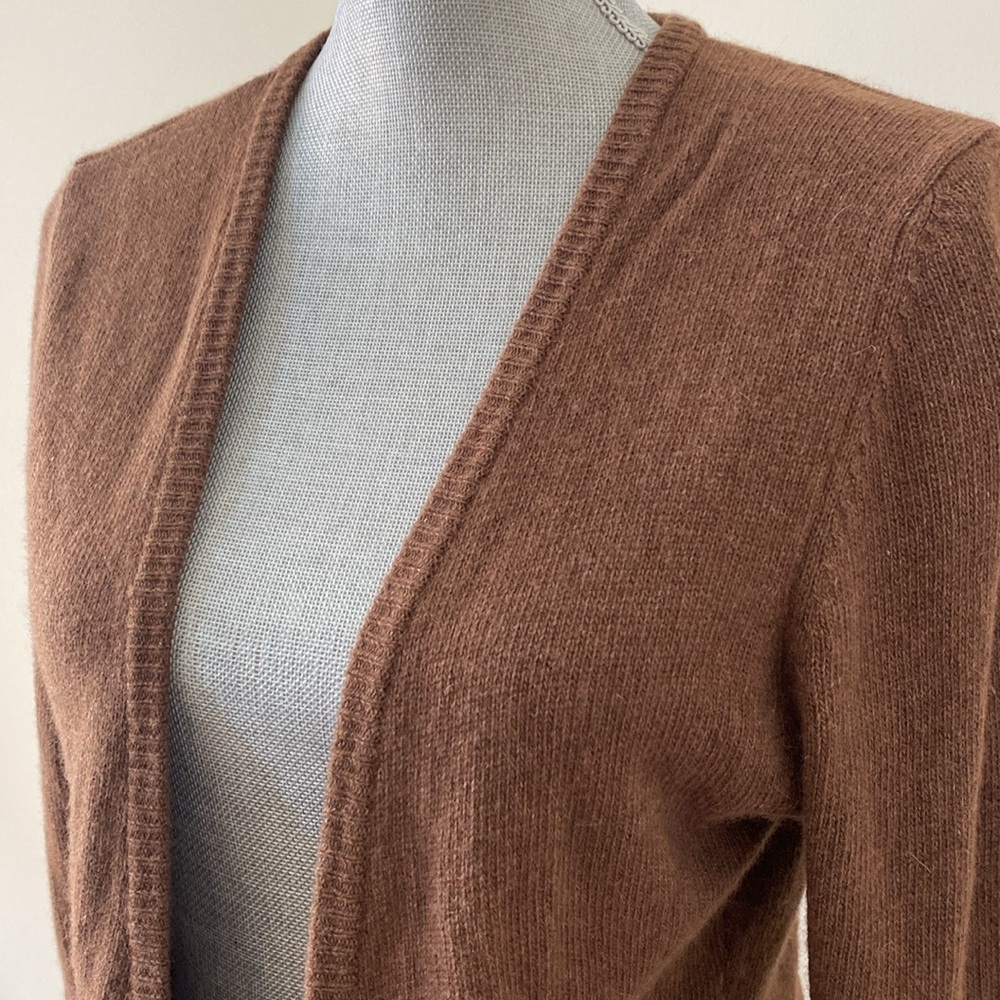 Isabella Bird Ballet Wrap Tie Front Cashmere Cardigan Sweater Brown Size Medium - Picture 2 of 13